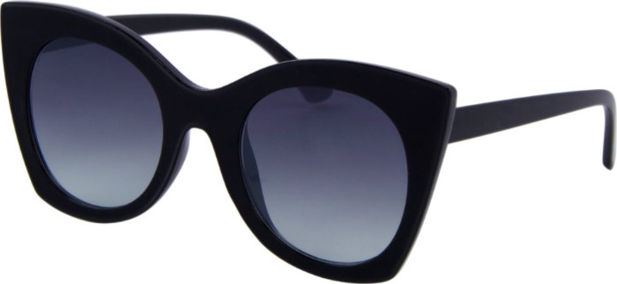 Hidzo Volwassen Cat-eye Zonnebril Zwart - UV 400 - Zwarte Glazen - inclusief Brillenkoker