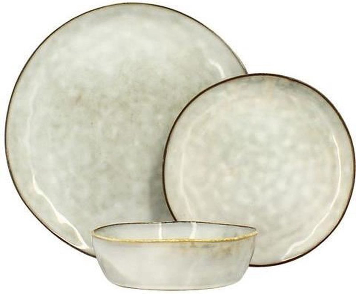 Novastyl Set Di 6 Piatti Gialli In Gres - Collezione Jaipur, 20 Cm, Decorazione Floreale Rilievo