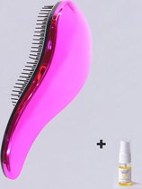 Haur Detangle haarborstel - paars - inclusief 10 ml arganolie  - curve kam - massageborstel - ontklit borstel - detangling brush