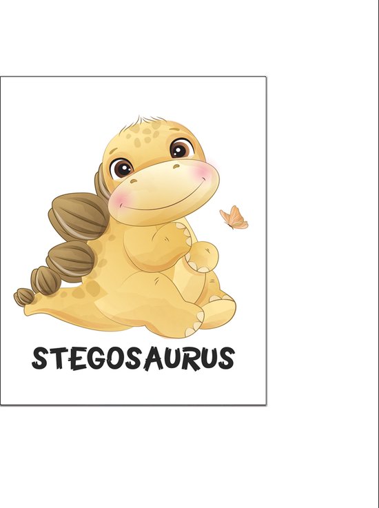 PosterDump - Schattige dino stegosaurus - Dinosaurus - Baby / kinderkamer poster - Dieren poster - 70x50cm