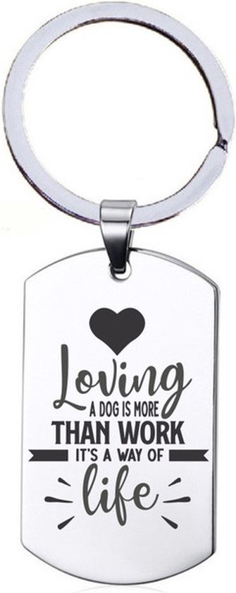 Sleutelhanger RVS - Loving A Dog