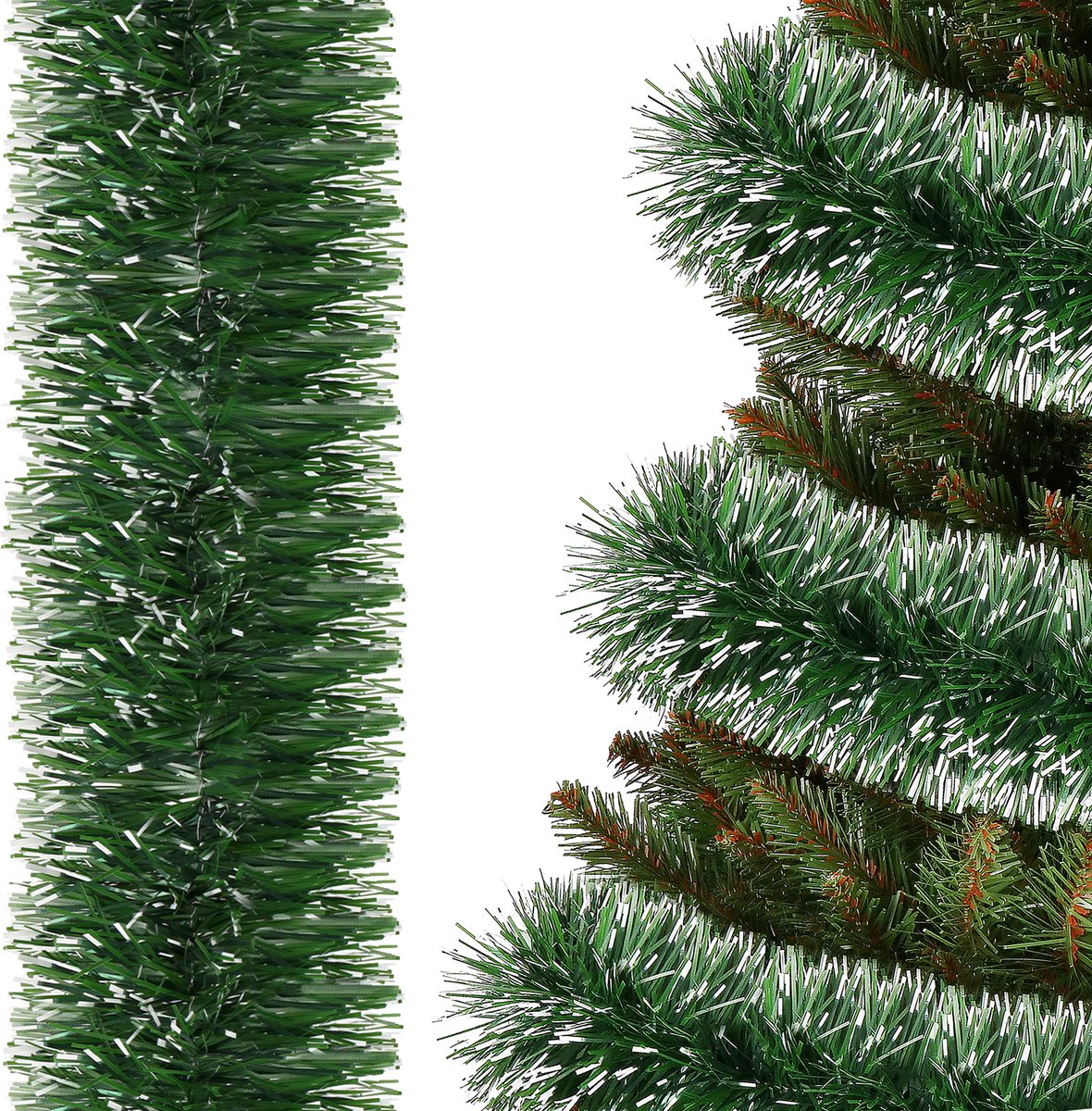 Springos Kerstslinger | Guirlande | Kerstversiering | 3 m | Donkergroen/Wit