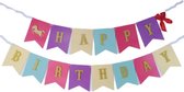Originele Slinger Happy Birthday | Roze – Blauw – Geel – Paars | Goude Glitter Letters | Vlag – Versiering – Banner – Guirlande | Verjaardag – Feest – Party – Birthday - Verjaardag |