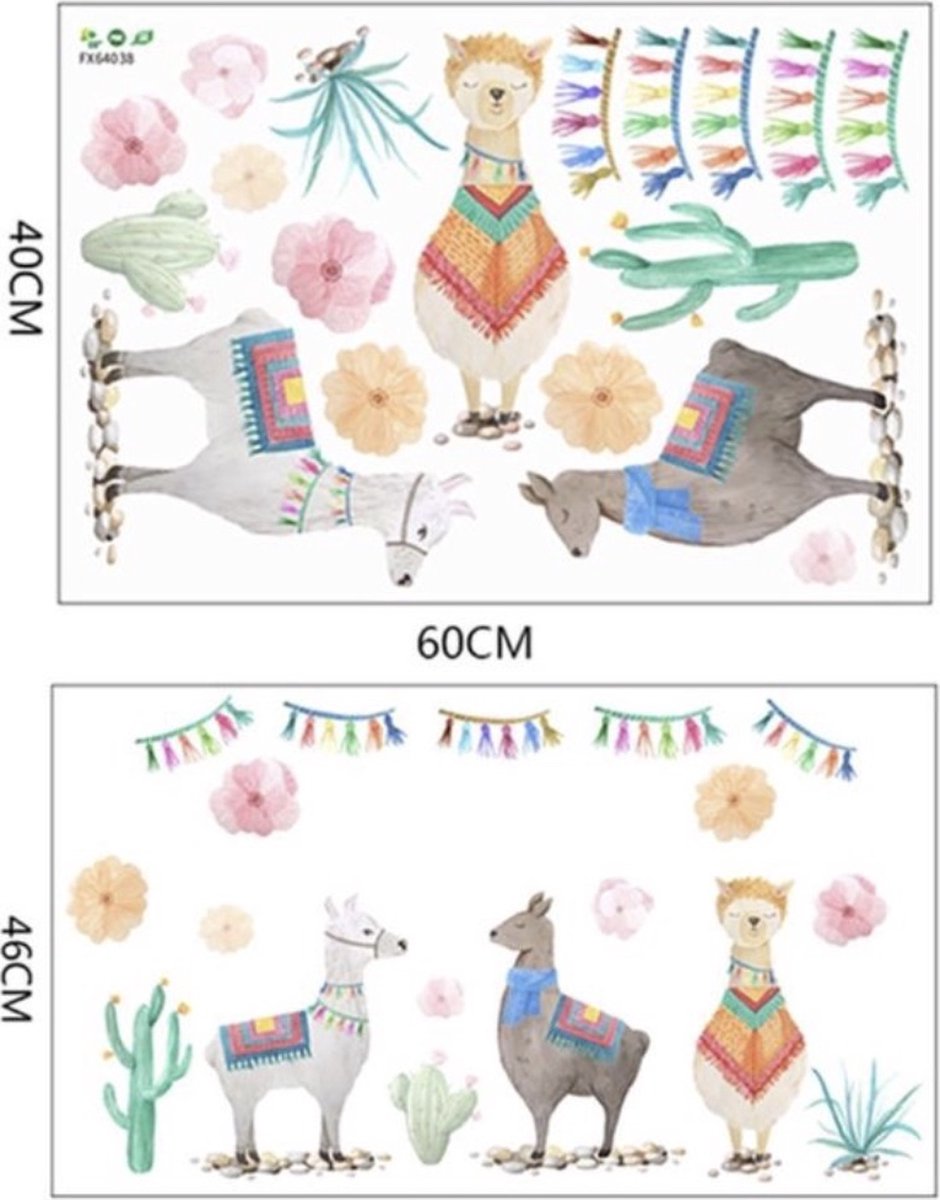 Muursticker Kinderkamer - Alpaca - Lama - Dieren - 80 x 46 CM