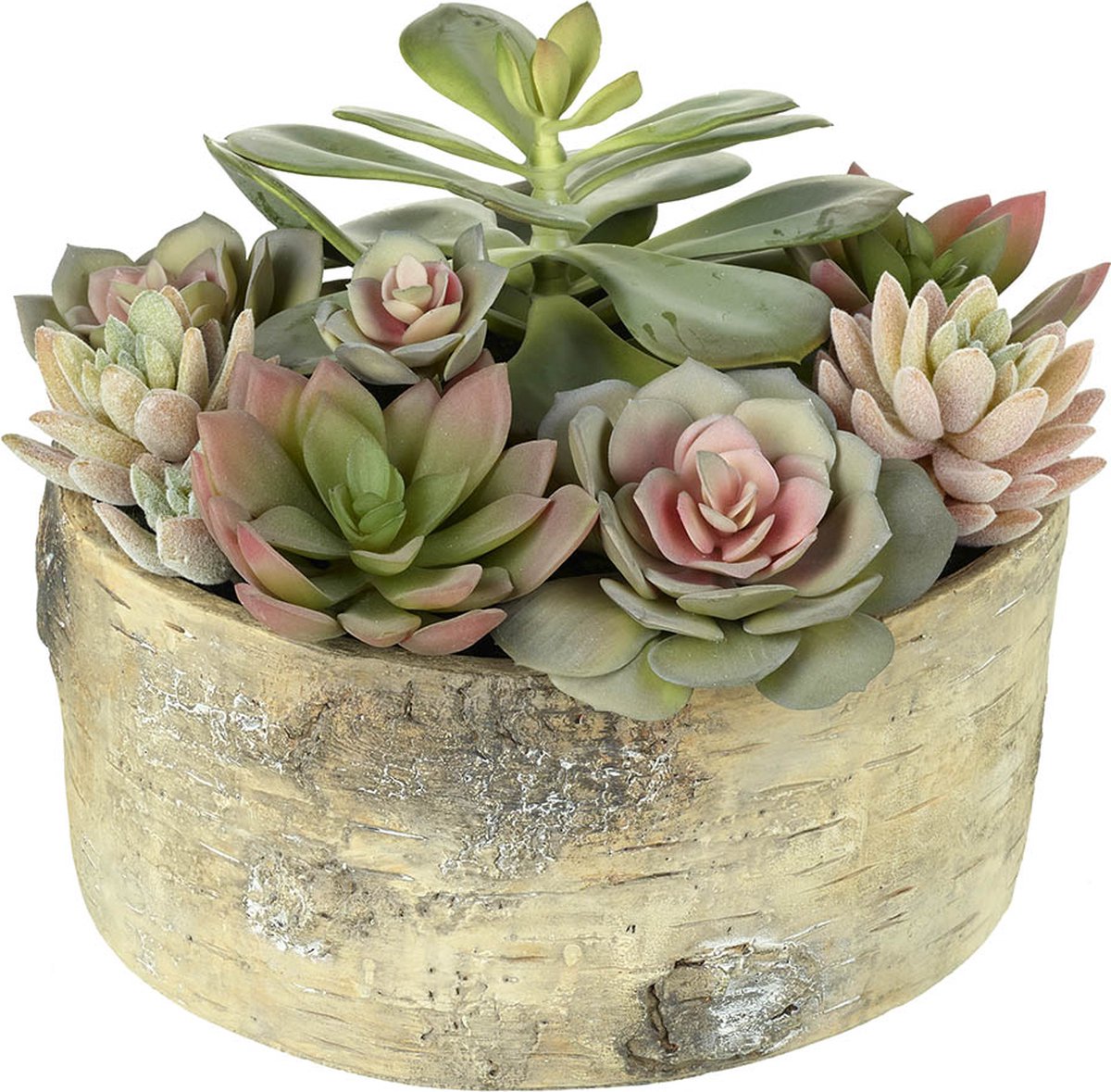 Kunstplant succulent vetplant In sierpot 26 x 26 x 19 cm