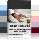 Jersey Silky - Draps housses -housses en jersey doux 100% Katoen - 160x200x30 Zwart