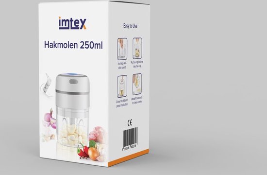IMTEX Hakmolen elektrische - USB oplaadbal - Mini Portable Chopper - 250ml - Roze — afbeelding 2