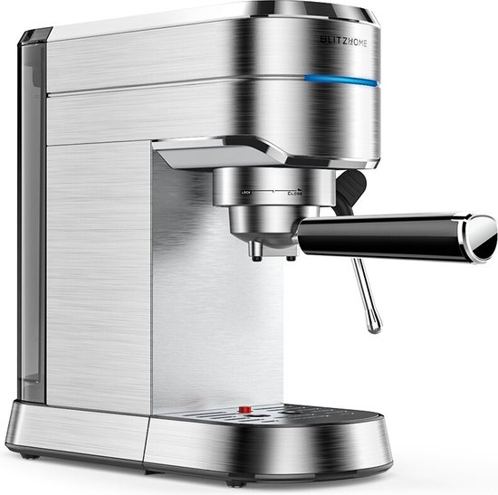 BlitzHome Pistonmachines - Koffiemachines - Espressomachine - Voor espresso en cappuccino - 15bar - 1.25L - RVS - zilver