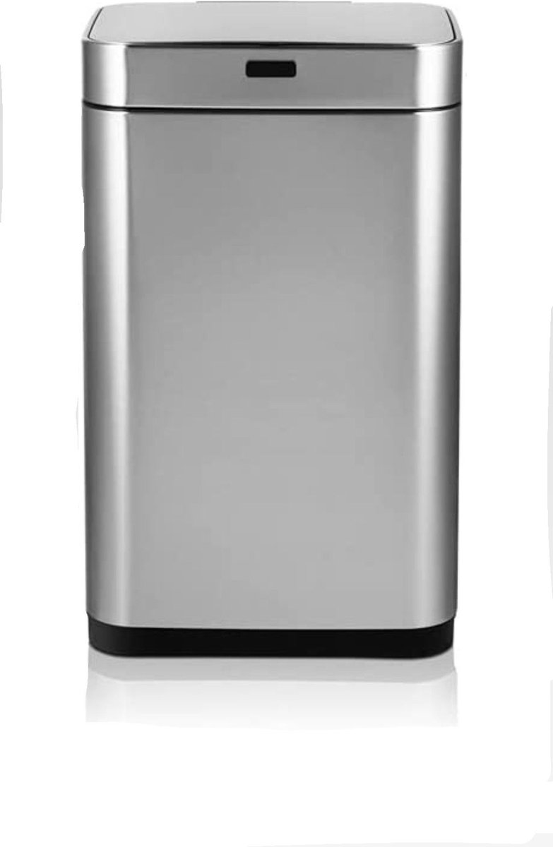 NaSK - Zilveren Prullenbak met 2 scheidingsringen, Vuilnisbak met Sensor, RVS Vuilnisemmer, Intelligente Afvalemmer voor keuken, 75 L
