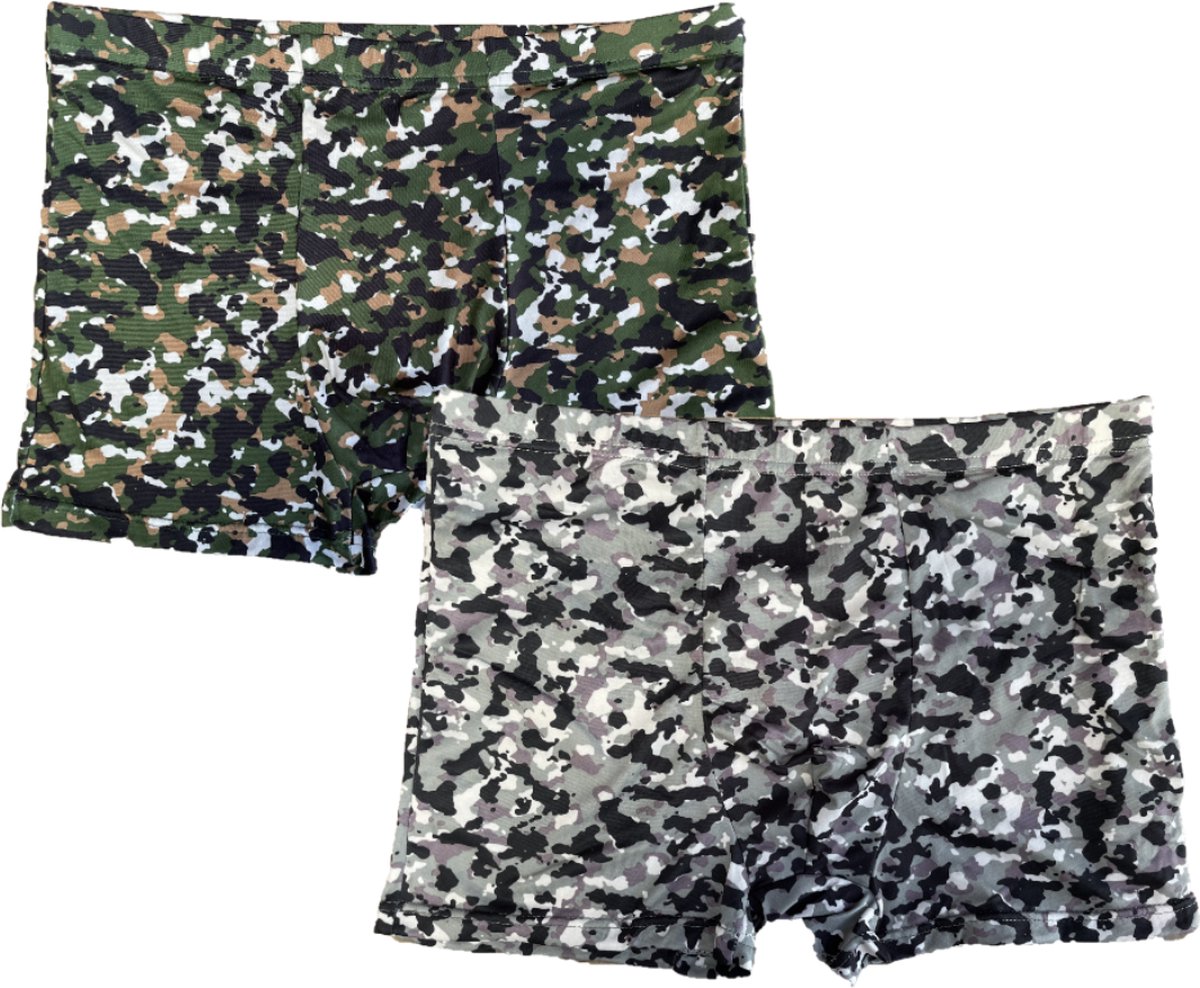 green-goose® Bamboe Boxershorts | 2 Stuks | Maat L | Legermotief | Camouflage | Duurzaam | Stretch | Ademend en Thermoregulerend