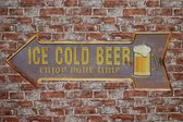 Wandbord - Ice Cold Beer L - Metalen wandbord - Mancave - Mancave decoratie - Darts - Metalen borden - Metal sign - Bar decoratie - Tekst bord - Wandborden – Bar - Wand Decoratie - Metalen bord - U