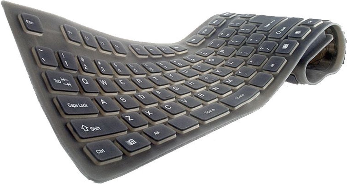 Flexibel USB Toetsenbord - Zwart - Siliconen - Waterafstotend - Opvouwbaar - Fullsize