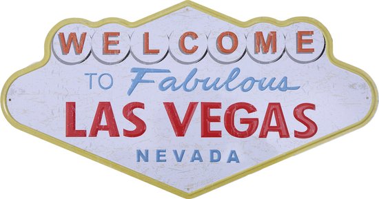 Wandbord - Las Vegas - Metalen wandbord - Mancave - Mancave decoratie - Las vegas - Metalen borden - Metal sign - Bar decoratie - Tekst bord - Wandborden – Bar - Wand Decoratie - Metalen bord - UV