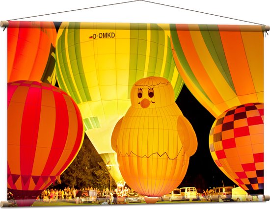 WallClassics - Textielposter - Gekleurde en Verlichte Ballonnen - 120x80 cm Foto op Textiel