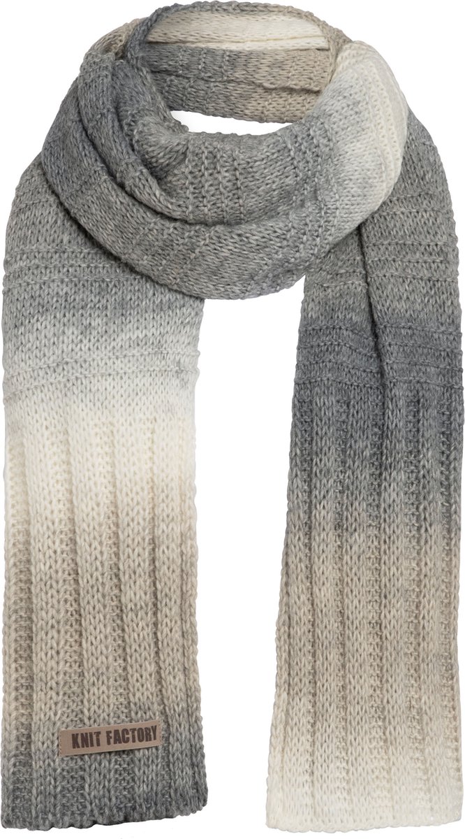 Knit Factory Mace Gebreide Sjaal Dames & Heren - Licht Grijs/Beige - 200x50 cm