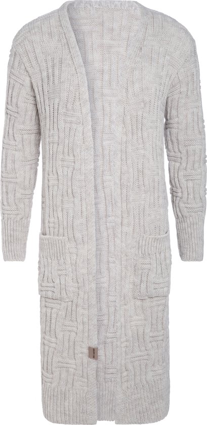 Knit Factory Bobby Long Knitted Cardigan Femme - Beige - 40/42 - Avec poches latérales