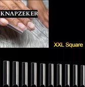 Gel Flex 100 Nageltips met lijm  Transparant XXL Square half cover C nail tips- French Nail Art Acryl Nagels & Gelnagels -Hoge Kwaliteit- nagelvijl + nagellijm