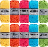 Cotton eight vrolijke kleuren katoengaren pakket - 10 bollen - haakgaren/breigaren