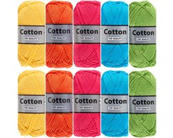 Cotton eight vrolijke kleuren katoengaren pakket - 10 bollen - haakgaren/breigaren