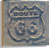 WallClassics - Hout - Route 66 Steen - 50x50 cm - 12 mm dik - Foto op Hout (Met Ophangsysteem)
