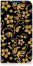 Bookcase Cadeau voor Oma Geschikt voor iPhone 14 Pro Max Telefoonhoesje Gouden Bloemen
