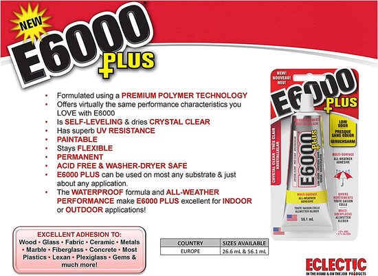 E6000 Plus - Alleslijm - Hobbylijm - Transparante Lijm tube 27ml - E6000