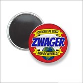 Button Met Magneet 58 MM - Officieel De Beste Zwager Van De Wereld - NIET VOOR KLEDING