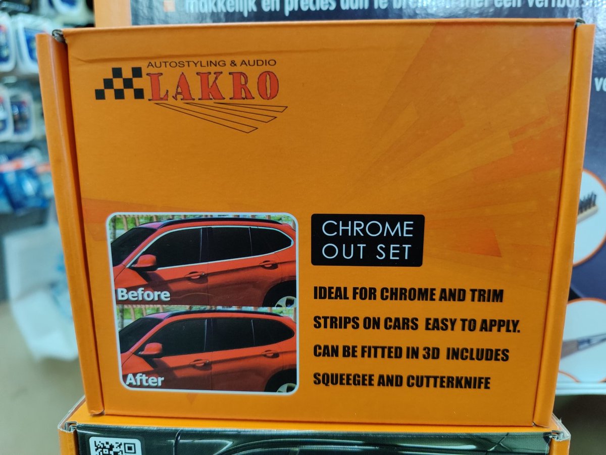 Lakro 'Chrome Out' Set Zwart GLIMMEND - Folie strip 5 cm x 15 m. GLIMMEND ZWART