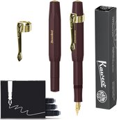 Kaweco  (3delig) - Vulpen CLASSIC SPORT BORDEAUX Fountain Pen - Medium - Nostalgie Oktogonal Clip Vergoldet - Doosje Vullingen