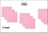 100x Servetten licht roze 2 laags - Servet diner thema feest festival party geboorte baby rose