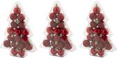 51x stuks kleine kunststof kerstballen rood 3 cm mat/glans/glitter - Onbreekbare plastic kerstballen - Kerstversiering