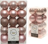 Kerstversiering kunststof kerstballen lichtroze 4-6 cm pakket van 46x stuks - Kerstboomversiering