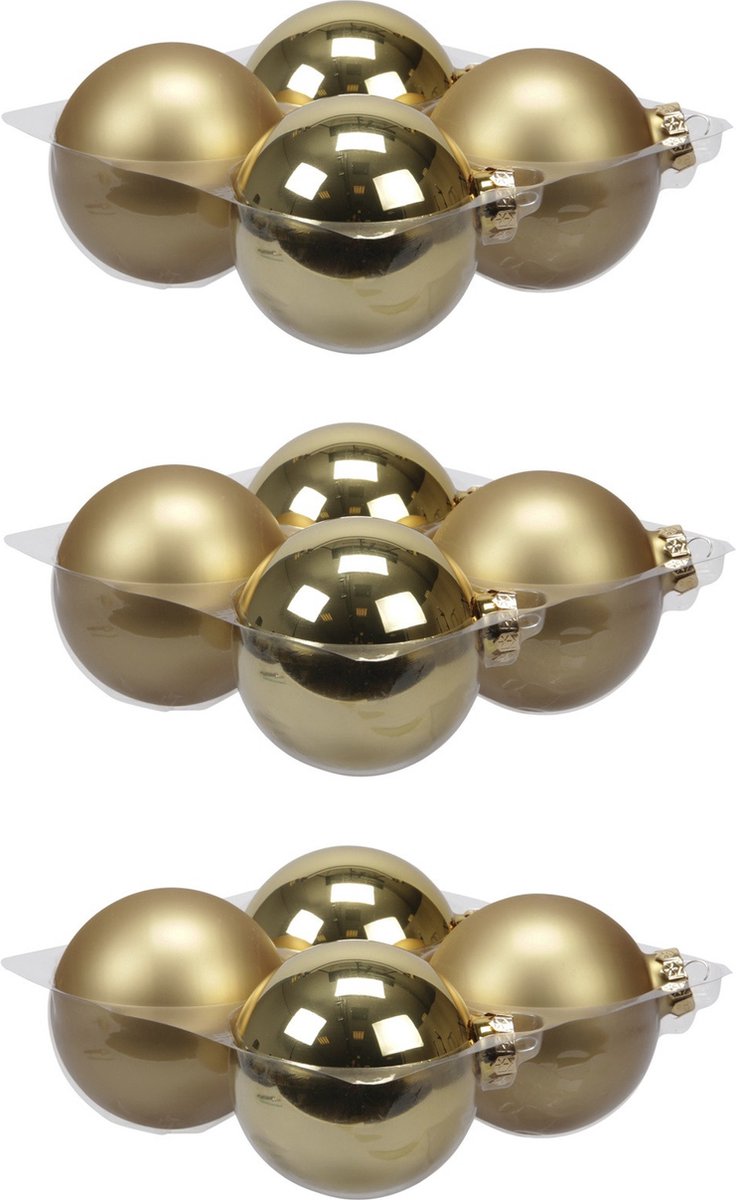 16x stuks kerstversiering kerstballen goud van glas - 10 cm - mat/glans - Kerstboomversiering