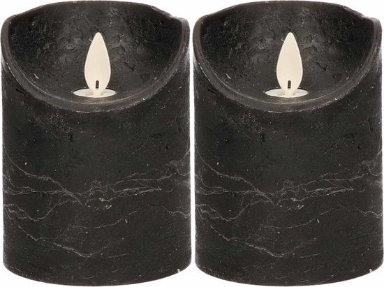 open haard Marxistisch Glans 2x Zwarte LED kaarsen / stompkaarsen 10 cm - Luxe kaarsen op batterijen met  bewegende vlam | bol.com