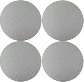 4x Ronde placemats/onderleggers zilver met glitters 33 cm - Tafeldecoratie