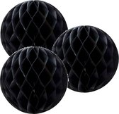 3x decoratie bal zwart 10 cm