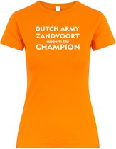 Dames T-shirt Dutch Army Zandvoort supports the Champion | Max Verstappen / Red Bull Racing / Formule 1 fan | Grand Prix Circuit Zandvoort | kleding shirt | Oranje | maat XXL