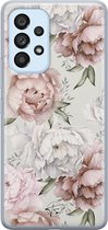 Hoesje geschikt voor Samsung Galaxy A53 - Klassieke bloemen - Soft Case - TPU - Bloemen - Beige - Mooie Telefoonhoesjes