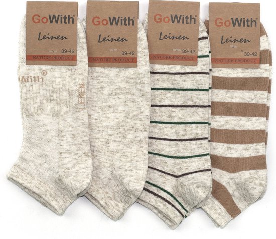 GoWith - katoen sokken - bier sokken - 4 paar - enkelsokken - sneakersokken heren - linnen sokken - maat 43-46