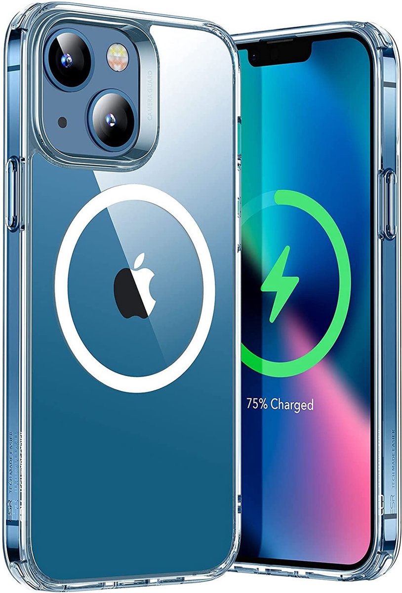 iPhone 13 mini Hoesje Doorzichtig - Transparant Hoesje met Magneet Cirkel - voor Apple iPhone 13 mini