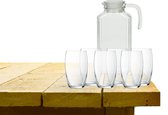 Luminarc karaf schenkkan met afsluitdop van glas 1700 ml met 6x stuks Versailles luxe drinkglazen/waterglazen 375 ML