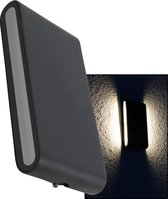 Deco WL-26 Aluminium wandlamp - Zwart - Voor binnen of buiten - 2x6W strijklicht - 550lm - 3000K - IP54