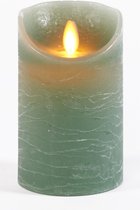 1x Jade groene LED kaarsen / stompkaarsen 12,5 cm - Luxe kaarsen op batterijen met bewegende vlam