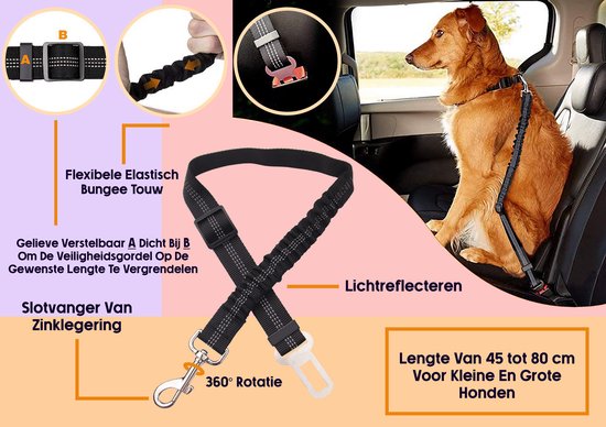 3-in-1 Veiligheidspakket voor Honden - Zwart Editie: Autogordel, Hondenriem en Hondenpoepzakje | Dogs' Safety 3-in-1 Package - Black Edition