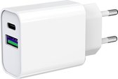 USB-C en USB-A Dual adapter 20W fast charger 2 USB poorten