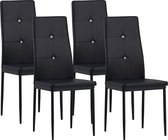 Albatros eetkamerstoelen DIAMOND set van 4, Zwart - Edele diamant look, Gestoffeerde stoel met kunstlederen bekleding, Modern stijlvol design aan de eettafel - Keukenstoel of stoel eetkamer met hoge belastbaarheid