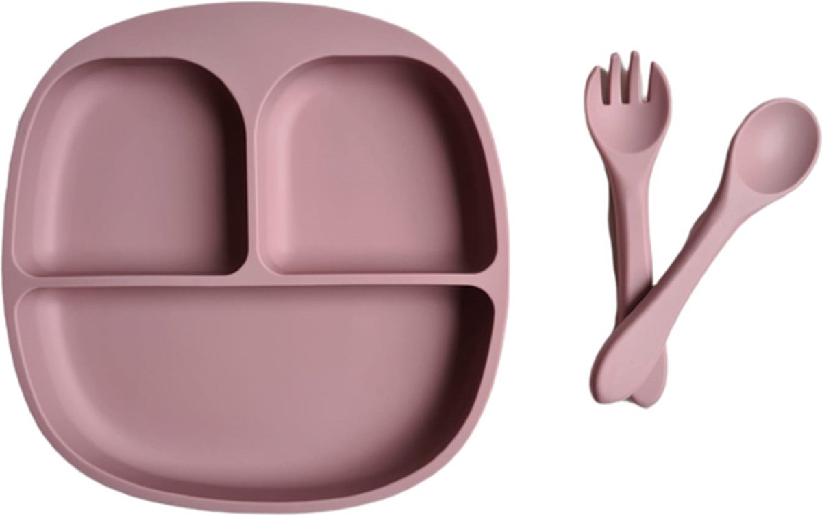 Dinerset - Kinderserviesset - 3 delig kinderserviesset - Siliconen - diner - Bestek - Kind