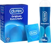 Bol.com Durex - 20 stuks Condooms - Extra Safe - 50 ml Glijmiddel - Play Sensitive - Voordeelverpakking aanbieding