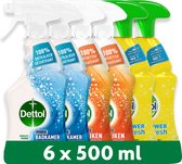 Dettol - 3L Allesreiniger Spray Power & Fresh - Badkamer 2x500ml - Keuken 2x500ml - Citrus 500ml - Voordeelverpakking