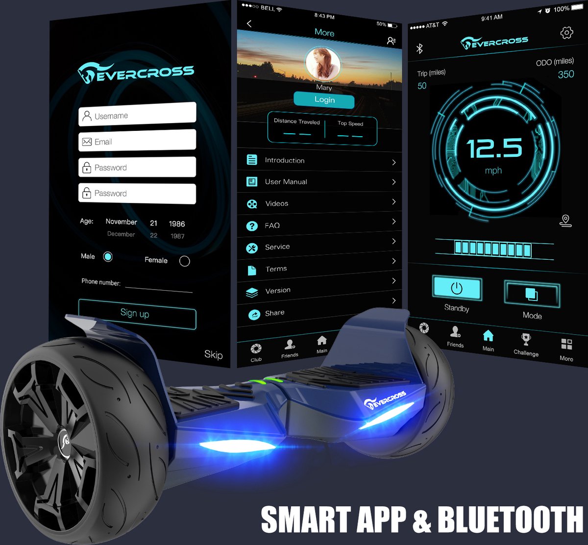 Evercross EV5 Hoverboard Blauw